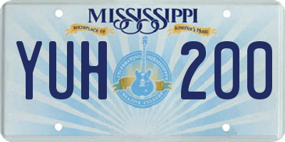 MS license plate YUH200