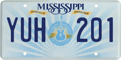 MS license plate YUH201