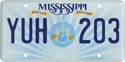 MS license plate YUH203