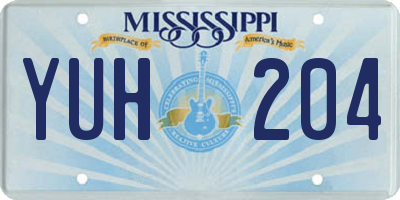 MS license plate YUH204