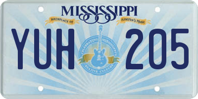 MS license plate YUH205