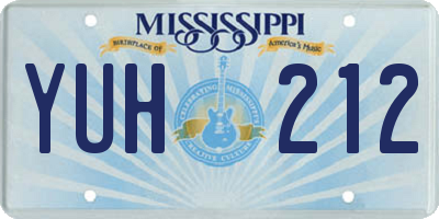 MS license plate YUH212