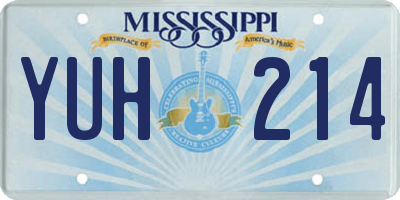 MS license plate YUH214
