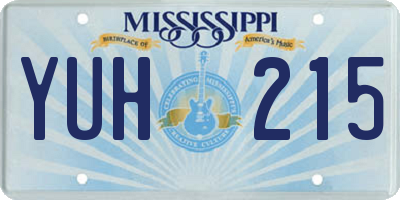 MS license plate YUH215