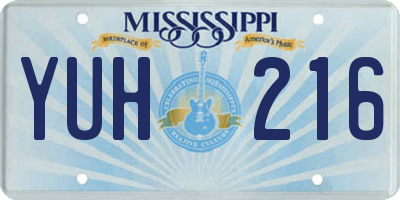 MS license plate YUH216