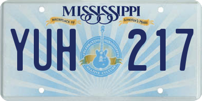 MS license plate YUH217