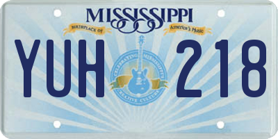 MS license plate YUH218