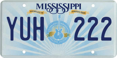 MS license plate YUH222