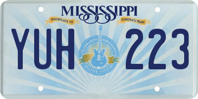 MS license plate YUH223