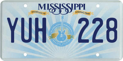 MS license plate YUH228