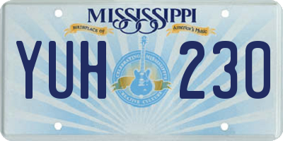 MS license plate YUH230