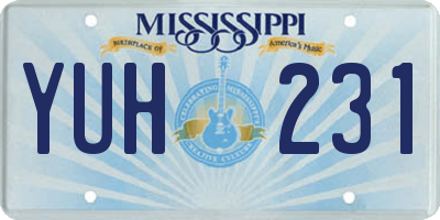 MS license plate YUH231