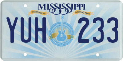 MS license plate YUH233