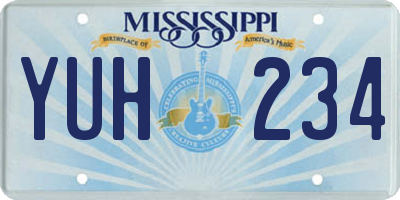 MS license plate YUH234