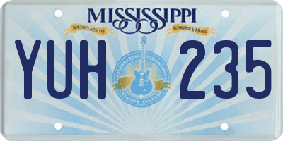 MS license plate YUH235