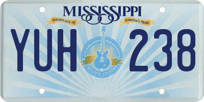 MS license plate YUH238