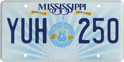 MS license plate YUH250
