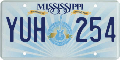 MS license plate YUH254