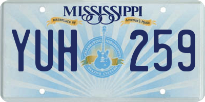 MS license plate YUH259