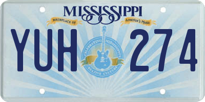 MS license plate YUH274
