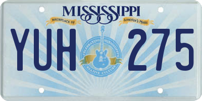 MS license plate YUH275