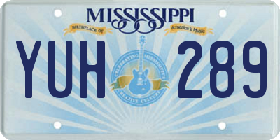 MS license plate YUH289