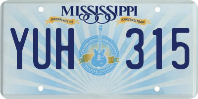 MS license plate YUH315