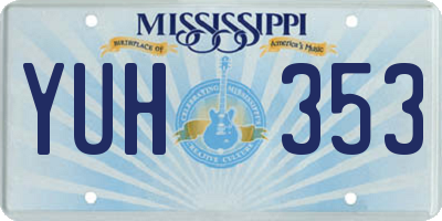 MS license plate YUH353