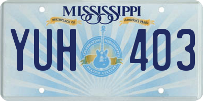 MS license plate YUH403