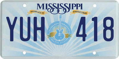 MS license plate YUH418