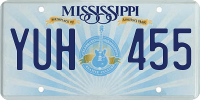 MS license plate YUH455
