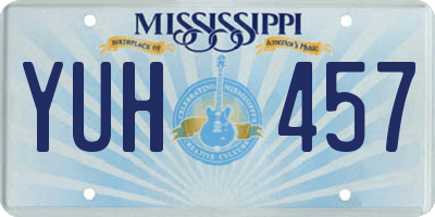MS license plate YUH457