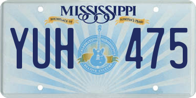 MS license plate YUH475