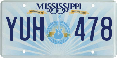 MS license plate YUH478