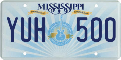 MS license plate YUH500