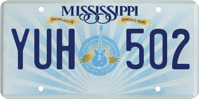 MS license plate YUH502