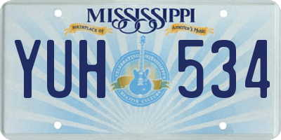 MS license plate YUH534