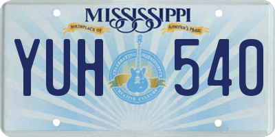 MS license plate YUH540