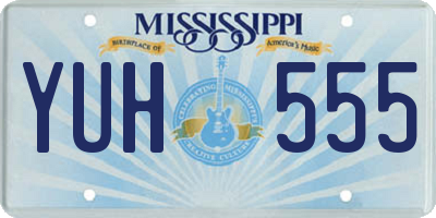 MS license plate YUH555