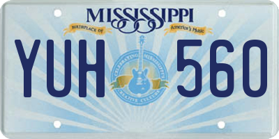 MS license plate YUH560
