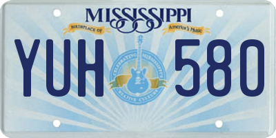 MS license plate YUH580