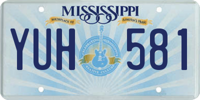 MS license plate YUH581