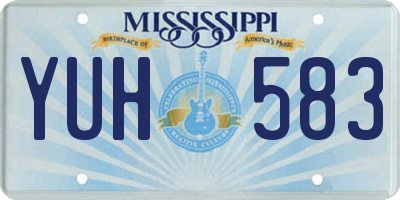 MS license plate YUH583
