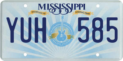 MS license plate YUH585