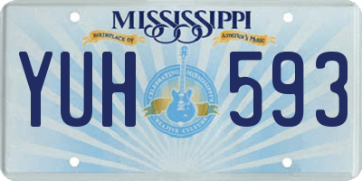 MS license plate YUH593