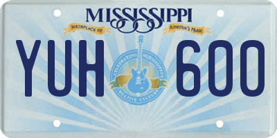 MS license plate YUH600