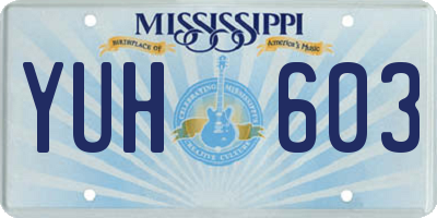 MS license plate YUH603