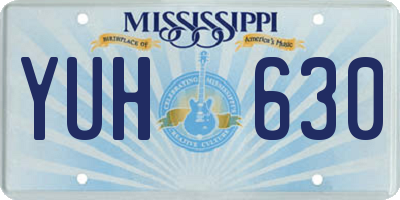 MS license plate YUH630