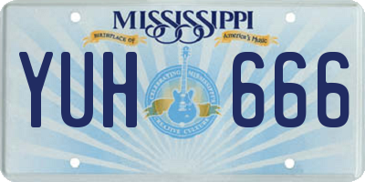 MS license plate YUH666