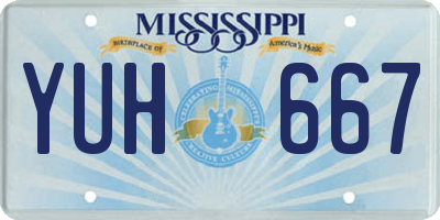 MS license plate YUH667